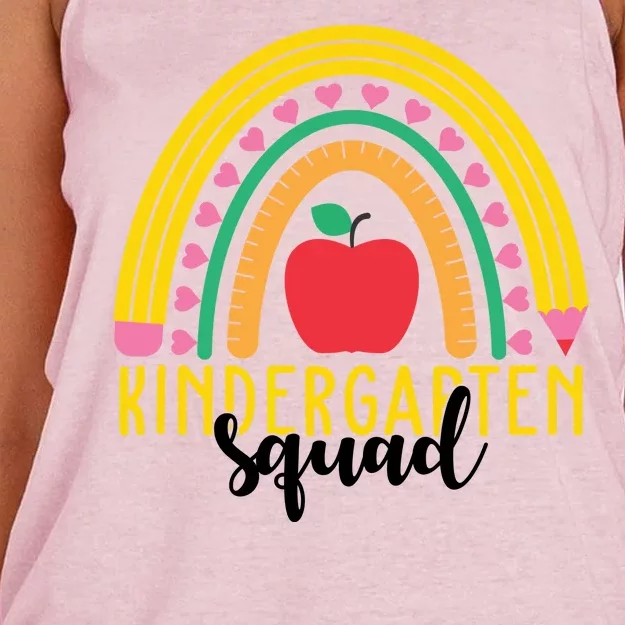 Kindergarten Squad Rainbow Education Women's Knotted Racerback Tank