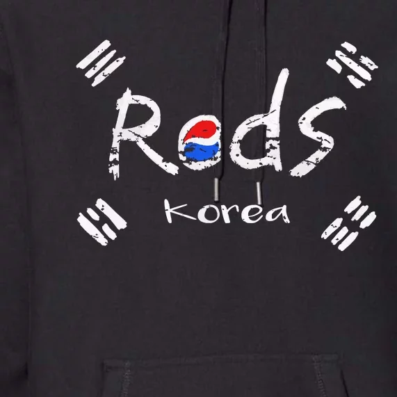 Korean Soccer Red With Korean Flag Premium Hoodie