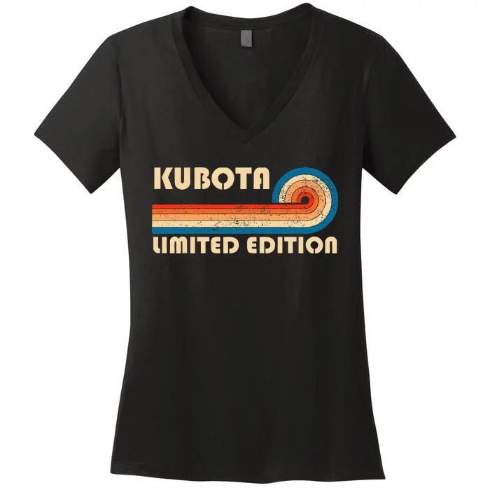 Kubota Surname Retro Vintage 80s 90s Birthday Reunion Women's V-Neck T-Shirt