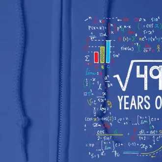 Square Root Of 49 7th Birthday 7 Year Old Funny Gift Math Bday Cool Gift Full Zip Hoodie