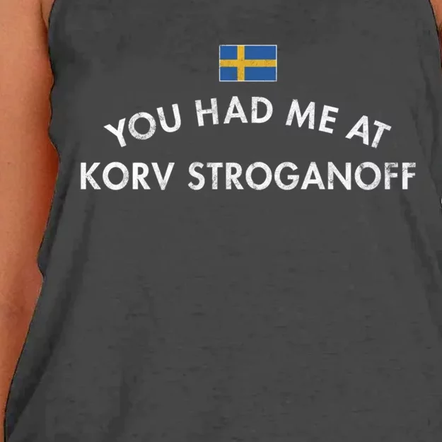 Korv Stroganoff Sausage Swedish Dish Stew Tomato Paste Cream Gift Women's Knotted Racerback Tank