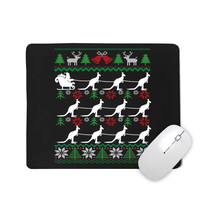 Kangaroo Santa Sleigh Funny Australian Ugly Christmas Mousepad