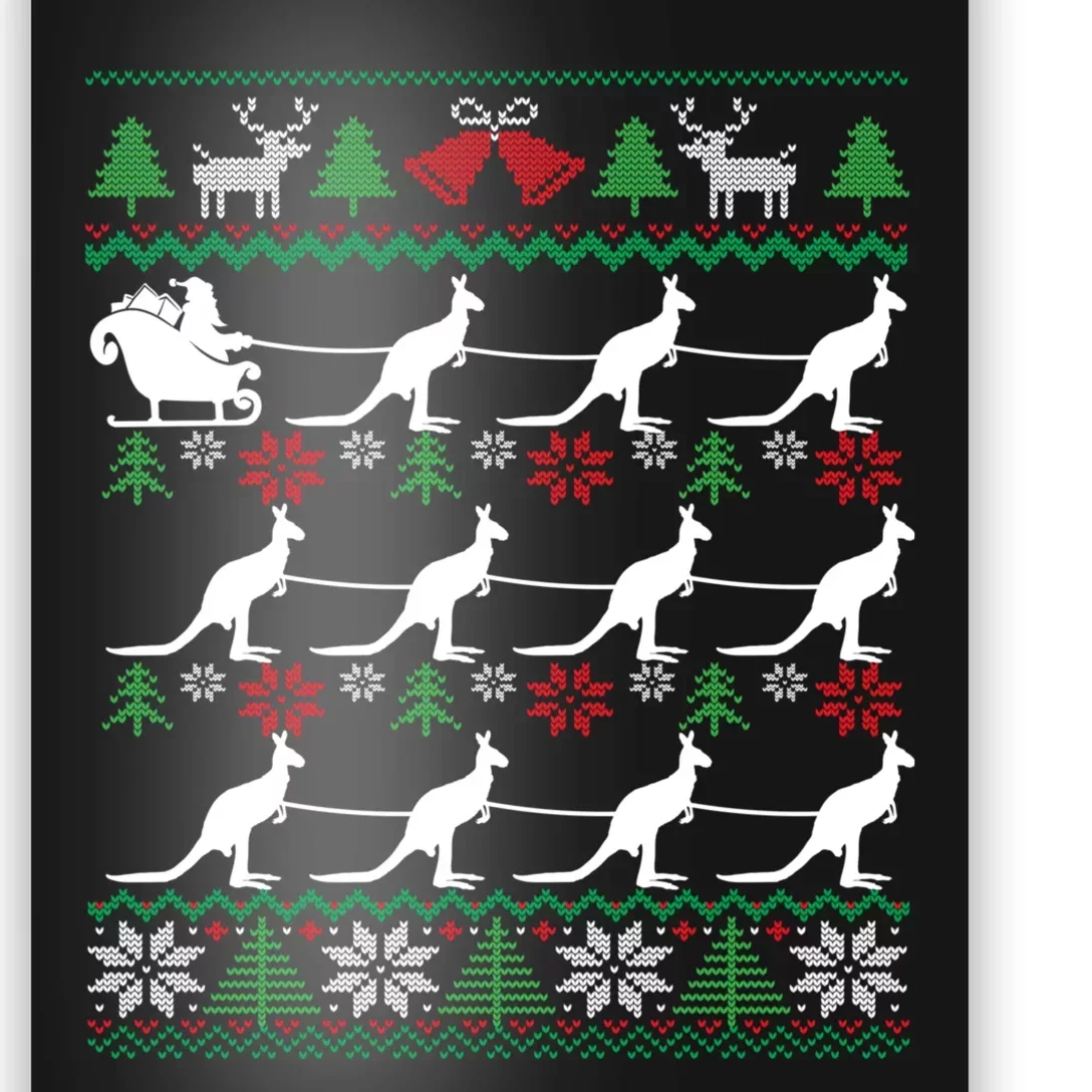 Kangaroo Santa Sleigh Funny Australian Ugly Christmas Poster