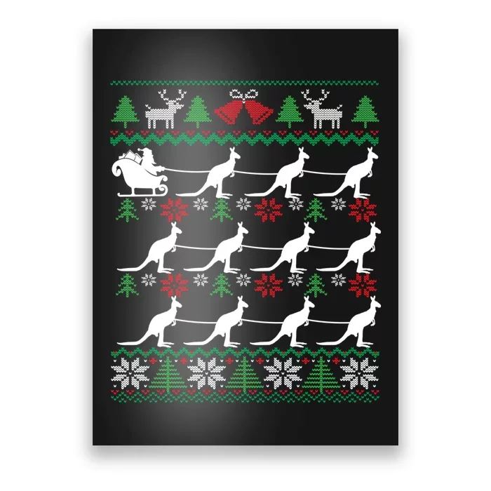 Kangaroo Santa Sleigh Funny Australian Ugly Christmas Poster