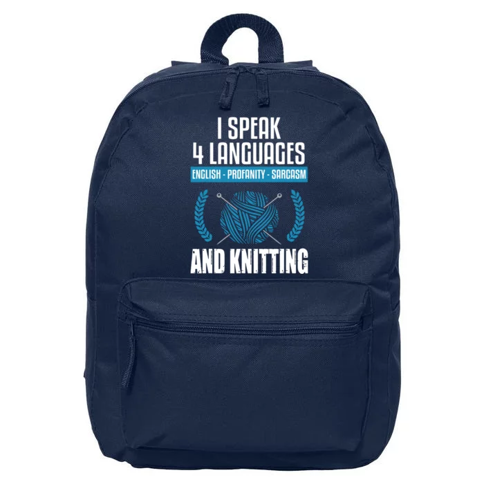 Knitting Shirts Sarcastic Knitting Saying Funny Knitter 16 in Basic Backpack