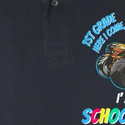 Kids School Starts First Grade Here I Come Dinosaur Monster Truck Softstyle Adult Sport Polo