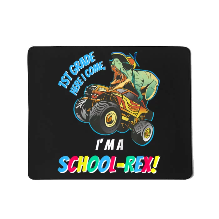 Kids School Starts First Grade Here I Come Dinosaur Monster Truck Mousepad