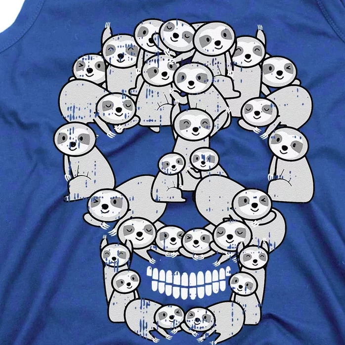 Kawaii Sloth Skull Skeleton Costume Funny Halloween Gift Tank Top