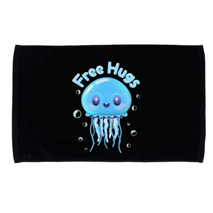 Kimmy Sting The “Free Hugs” Jellyfish Playful Illustration Microfiber Hand Towel