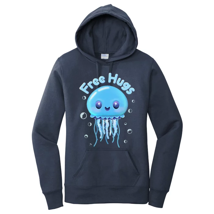 Kimmy Sting The “Free Hugs” Jellyfish Playful Illustration Women's Pullover Hoodie