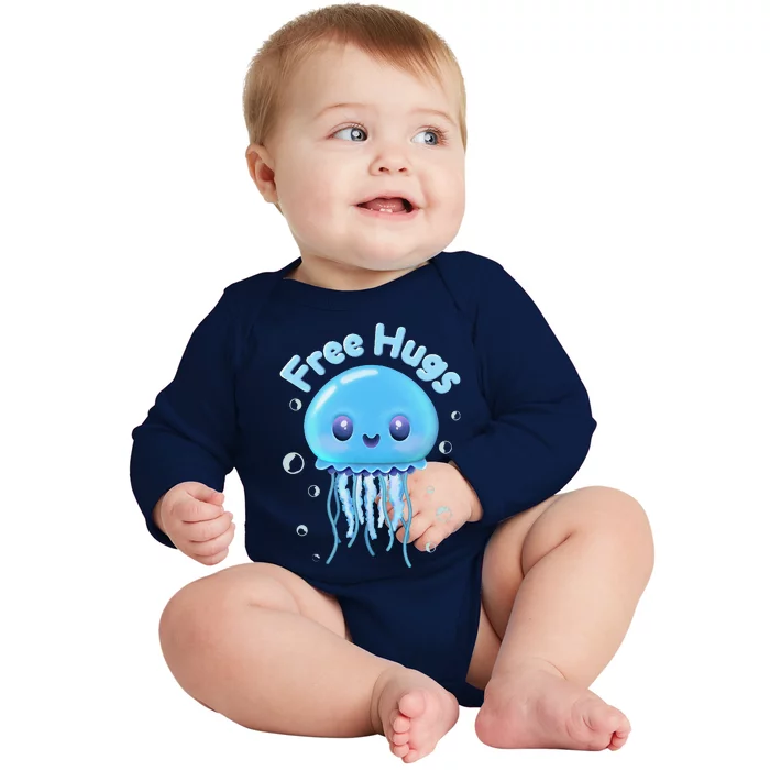 Kimmy Sting The “Free Hugs” Jellyfish Playful Illustration Baby Long Sleeve Bodysuit