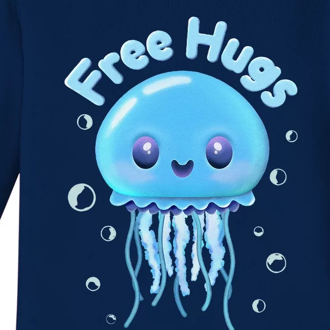 Kimmy Sting The “Free Hugs” Jellyfish Playful Illustration Baby Long Sleeve Bodysuit