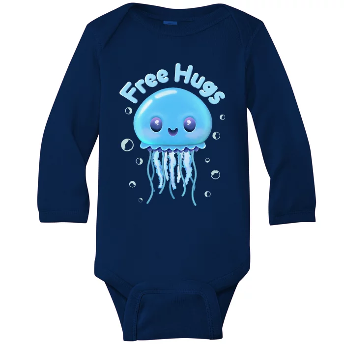 Kimmy Sting The “Free Hugs” Jellyfish Playful Illustration Baby Long Sleeve Bodysuit