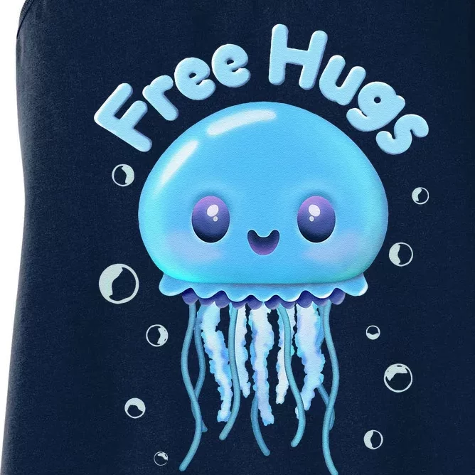 Kimmy Sting The “Free Hugs” Jellyfish Playful Illustration Women's Racerback Tank