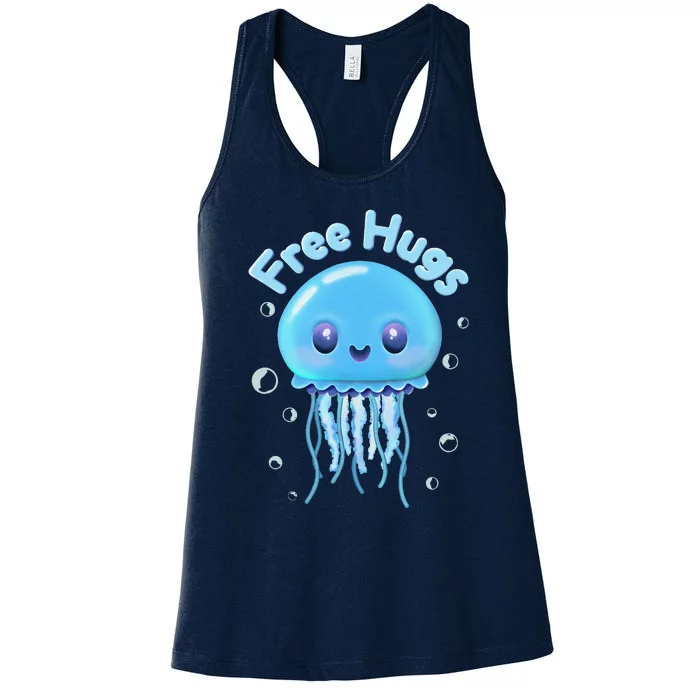 Kimmy Sting The “Free Hugs” Jellyfish Playful Illustration Women's Racerback Tank