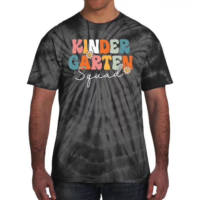 Kindergarten Squad Team Retro Groovy First Day Of School Tie-Dye T-Shirt