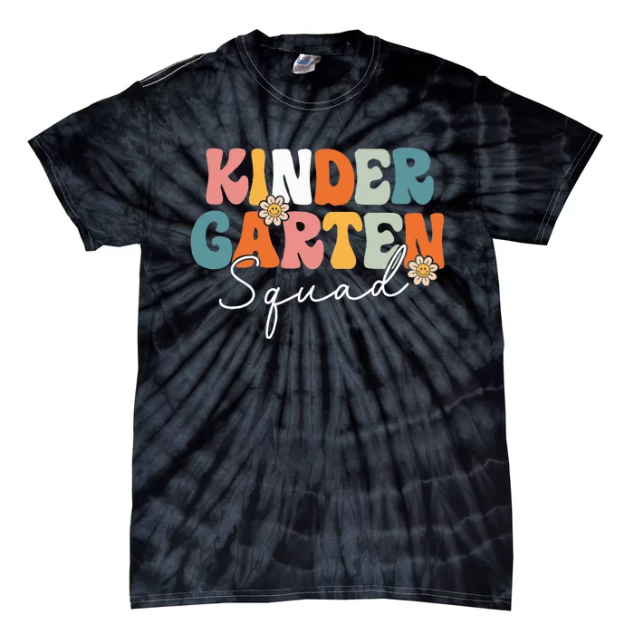 Kindergarten Squad Team Retro Groovy First Day Of School Tie-Dye T-Shirt