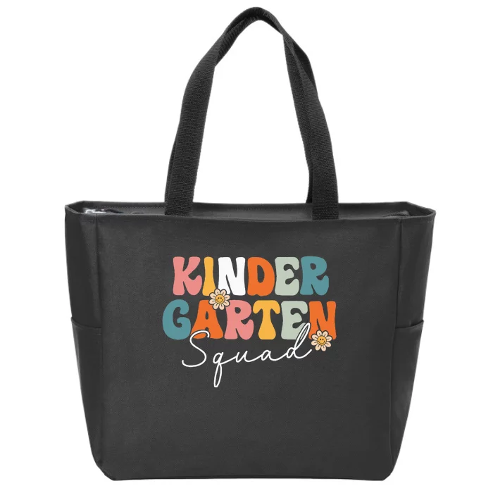 Kindergarten Squad Team Retro Groovy First Day Of School Zip Tote Bag