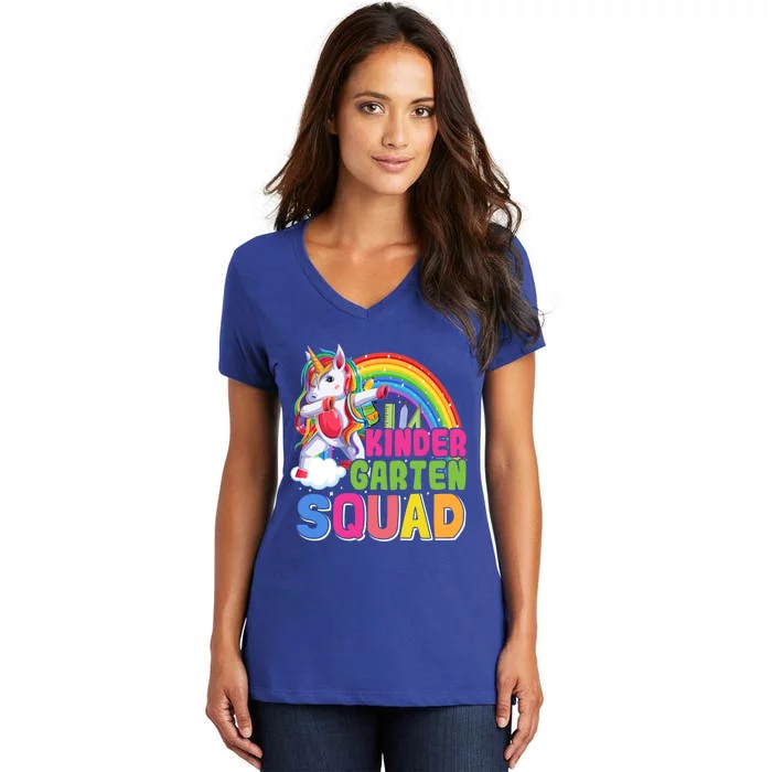 Kindergarten Squad Unicorn First Day Of School Unicorn Gift Women's V-Neck T-Shirt