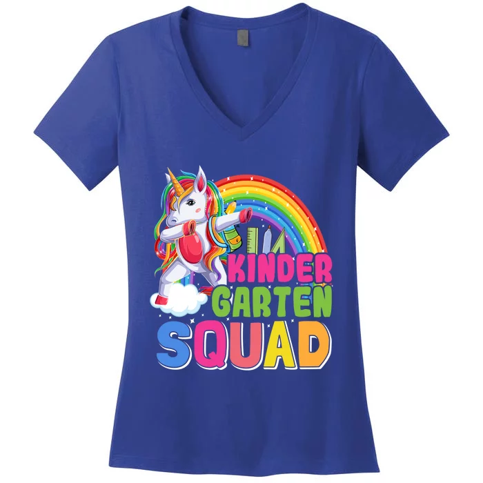 Kindergarten Squad Unicorn First Day Of School Unicorn Gift Women's V-Neck T-Shirt