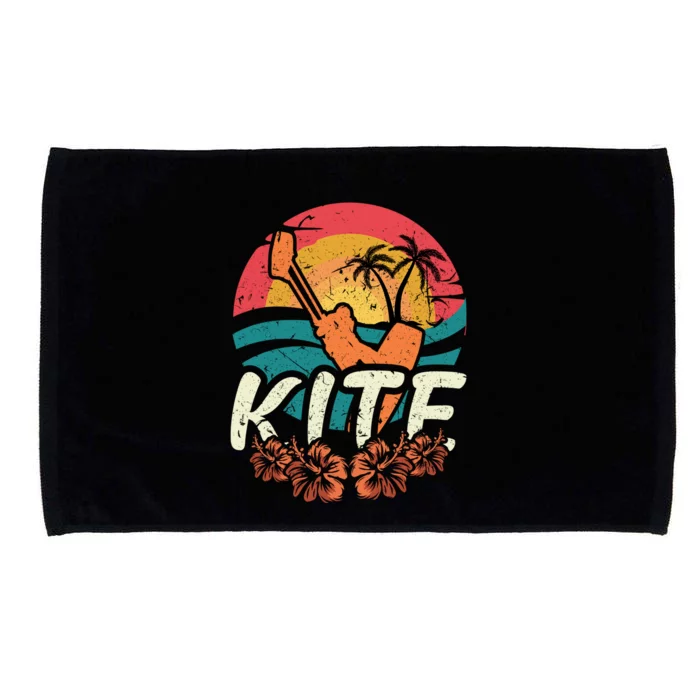 Kite Surfer Vintage Sunset Caribic Island Retro Kite Surfing Great Gift Microfiber Hand Towel