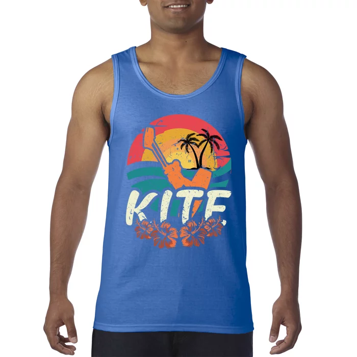 Kite Surfer Vintage Sunset Caribic Island Retro Kite Surfing Great Gift Tank Top