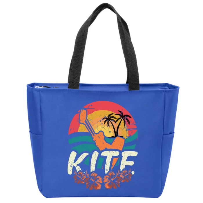 Kite Surfer Vintage Sunset Caribic Island Retro Kite Surfing Great Gift Zip Tote Bag