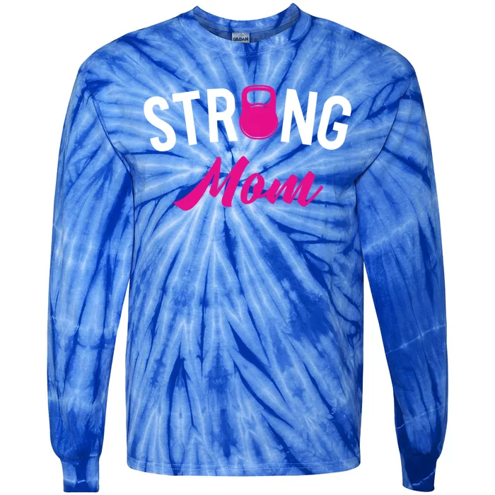 Kettlebell Street Workout Weightlifting Strong Mom Mother Gift Tie-Dye Long Sleeve Shirt