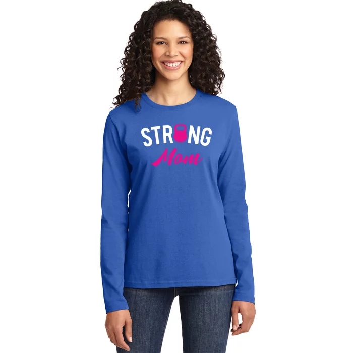 Kettlebell Street Workout Weightlifting Strong Mom Mother Gift Ladies Long Sleeve Shirt