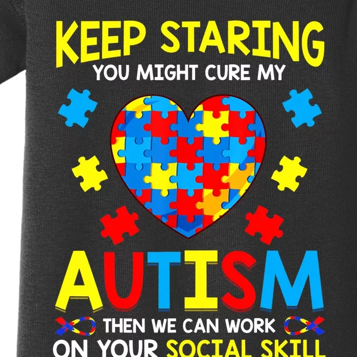 Keep Staring You Might Cure My Autism Puzzle Gift Baby Bodysuit