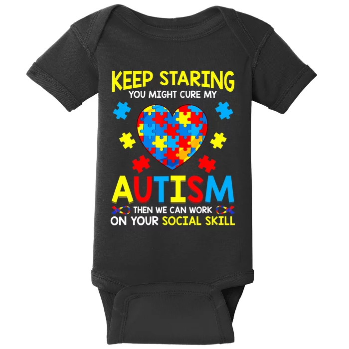 Keep Staring You Might Cure My Autism Puzzle Gift Baby Bodysuit