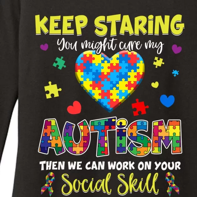 Keep Staring You Might Cure My Autism Awareness Puzzle Gift Meaningful Gift Womens CVC Long Sleeve Shirt