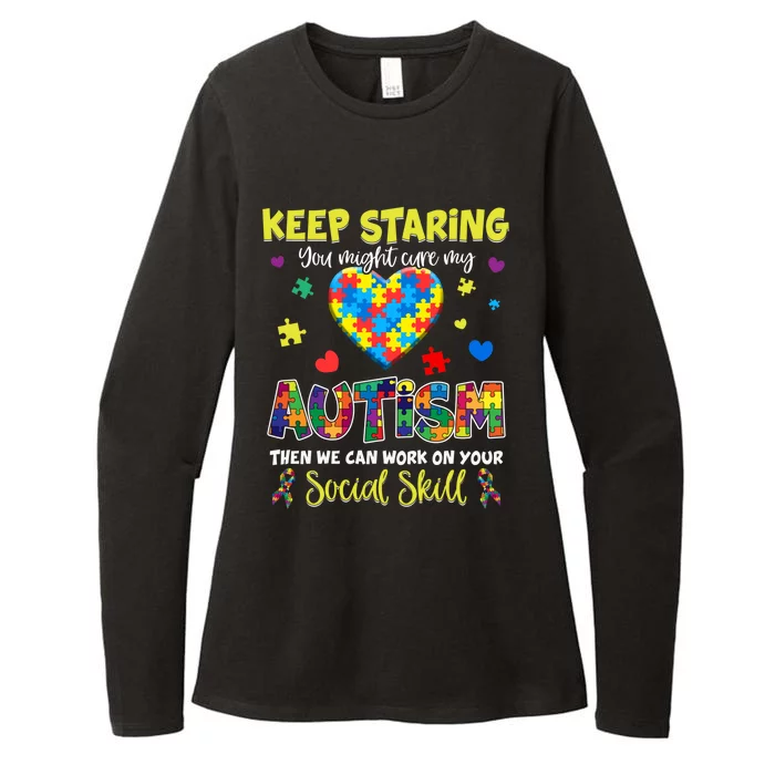 Keep Staring You Might Cure My Autism Awareness Puzzle Gift Meaningful Gift Womens CVC Long Sleeve Shirt