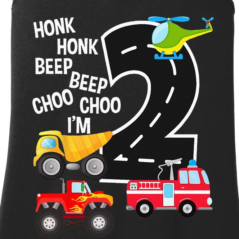 Kids Trucks 2nd Birthday Party Im 2 Year Old Bday Ladies Essential Tank