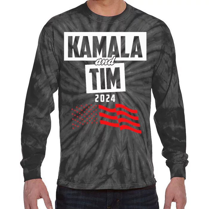 Kamala & Tim 2024 For Kamala Harris Supporters Tie-Dye Long Sleeve Shirt