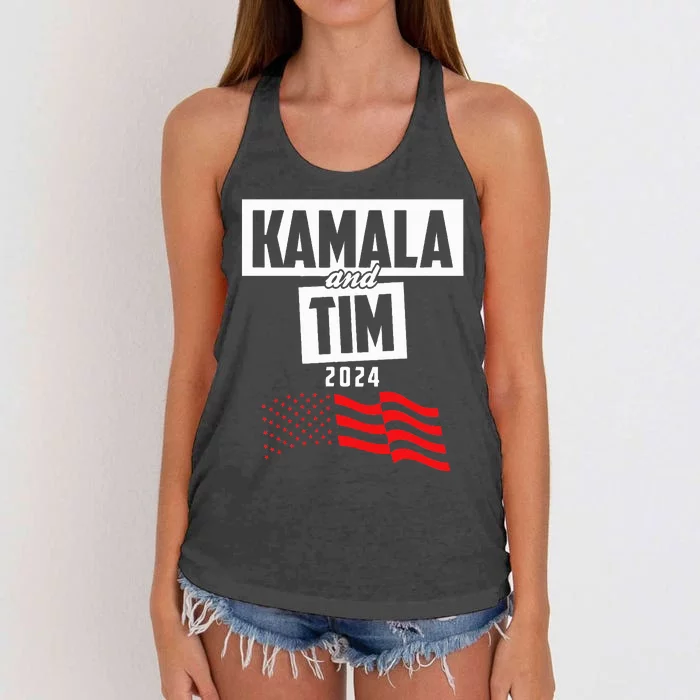 Kamala & Tim 2024 For Kamala Harris Supporters Women's Knotted Racerback Tank