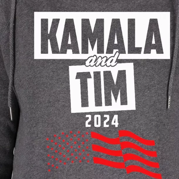 Kamala & Tim 2024 For Kamala Harris Supporters Womens Funnel Neck Pullover Hood