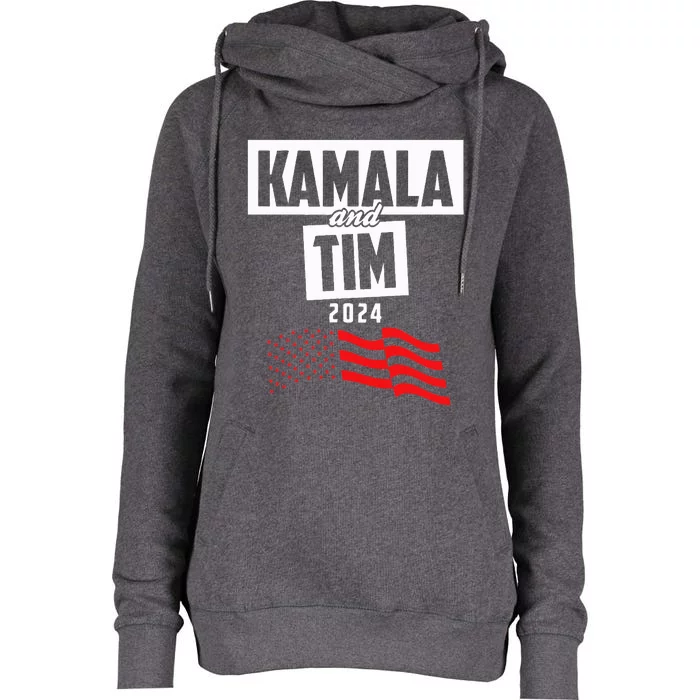 Kamala & Tim 2024 For Kamala Harris Supporters Womens Funnel Neck Pullover Hood