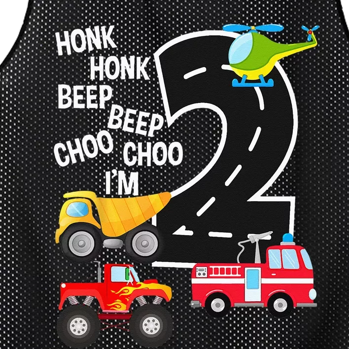 Kids Trucks 2nd Birthday Party Im 2 Year Old Bday Mesh Reversible Basketball Jersey Tank