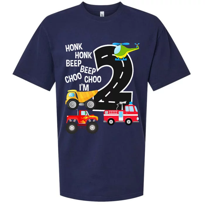 Kids Trucks 2nd Birthday Party Im 2 Year Old Bday Sueded Cloud Jersey T-Shirt