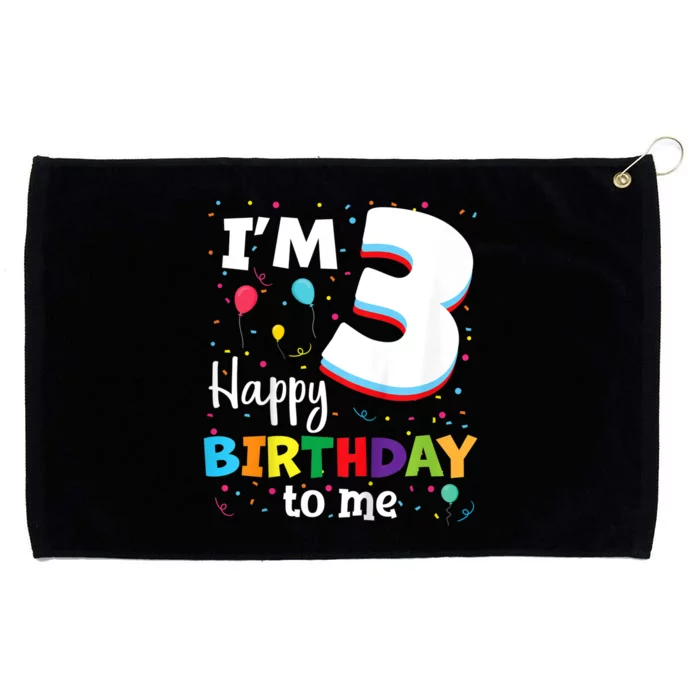 Kids Three 3yr 3th Birthday Happy Birthday Boys Girls 3 Years Old Grommeted Golf Towel