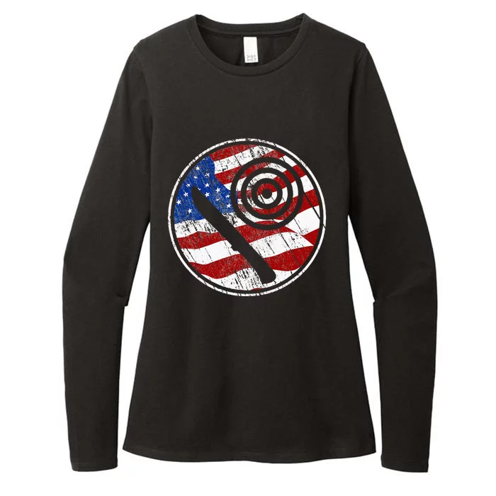 Knife Throwing American Flag Vintage Knife Throwing Womens CVC Long Sleeve Shirt