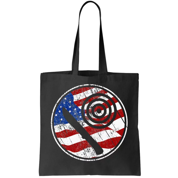 Knife Throwing American Flag Vintage Knife Throwing Tote Bag