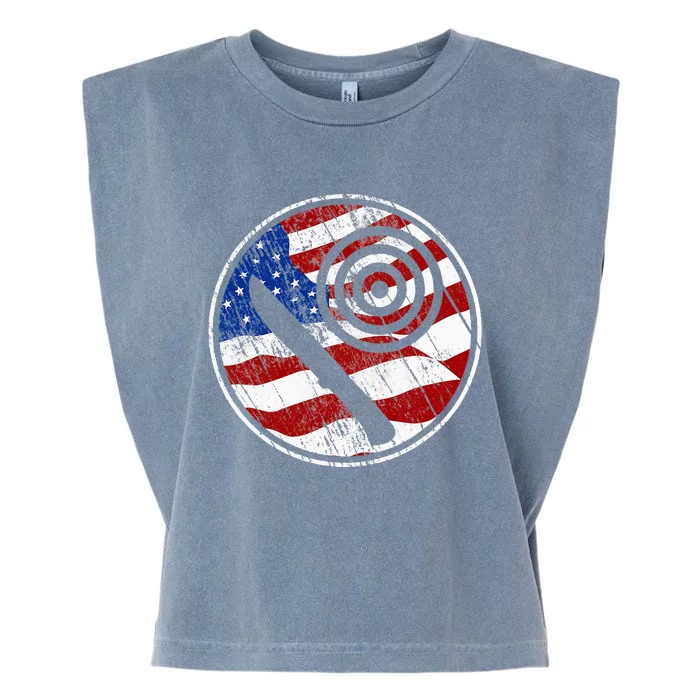 Knife Throwing American Flag Vintage Knife Throwing Garment-Dyed Women's Muscle Tee