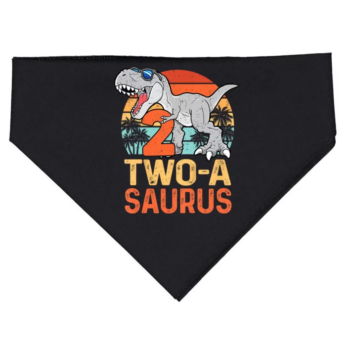 Kids Two A Saurus Rex 2nd Birthday Dinosaur 2 Year Old USA-Made Doggie Bandana