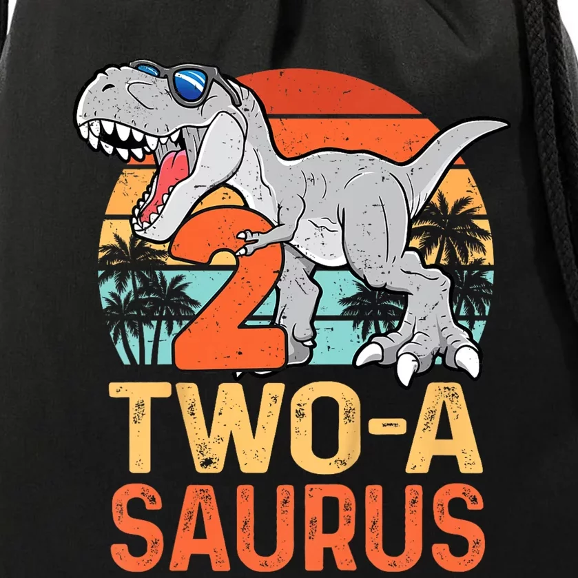 Kids Two A Saurus Rex 2nd Birthday Dinosaur 2 Year Old Drawstring Bag