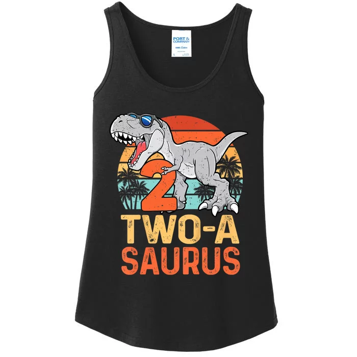 Kids Two A Saurus Rex 2nd Birthday Dinosaur 2 Year Old Ladies Essential Tank