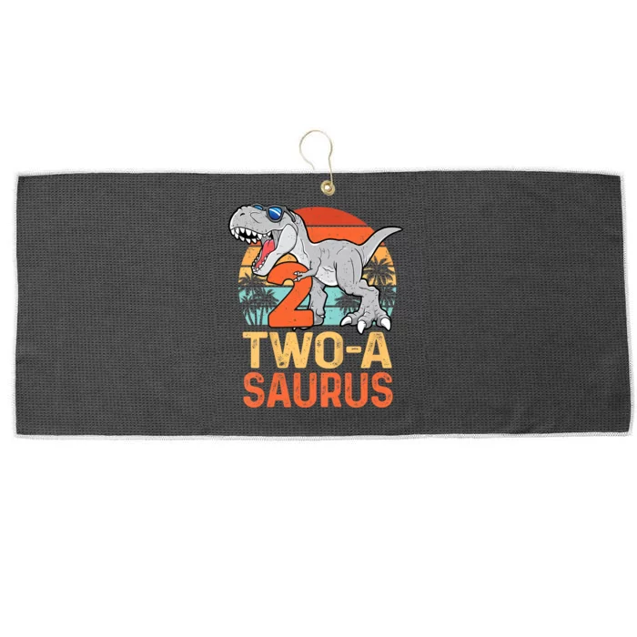 Kids Two A Saurus Rex 2nd Birthday Dinosaur 2 Year Old Large Microfiber Waffle Golf Towel