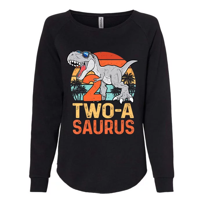 Kids Two A Saurus Rex 2nd Birthday Dinosaur 2 Year Old Womens California Wash Sweatshirt