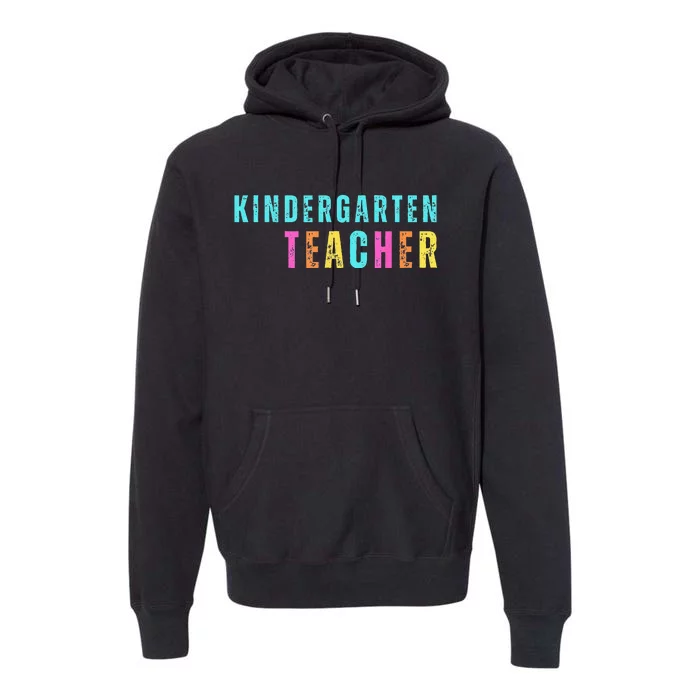 Kindergarten Teacher Back To School Retro Vintage Rainbow Premium Hoodie